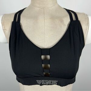 ❤️ PINK Victoria's Secret Women's Black Strappy Sports Bra L
